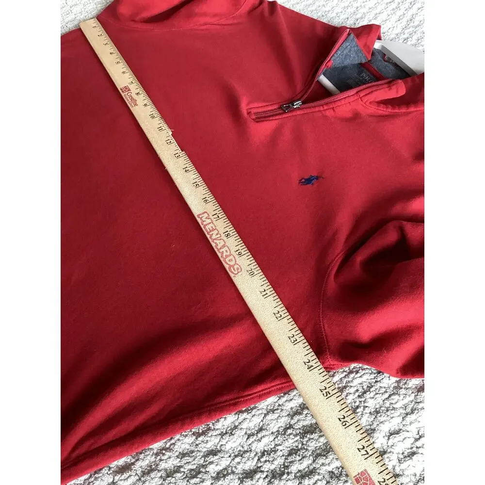 Polo Ralph Lauren Men's Luxury Jersey Quarter-Zip‎ Pullover Golf Red Size Large